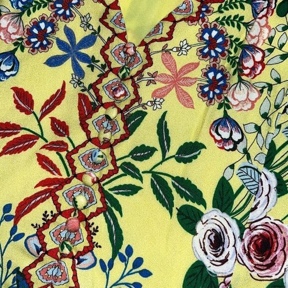 Alice + Olivia Hadley Floral Mini Fit & Flare Dress V-Neck Flutter Sleeve Size 1 - Picture 9 of 15